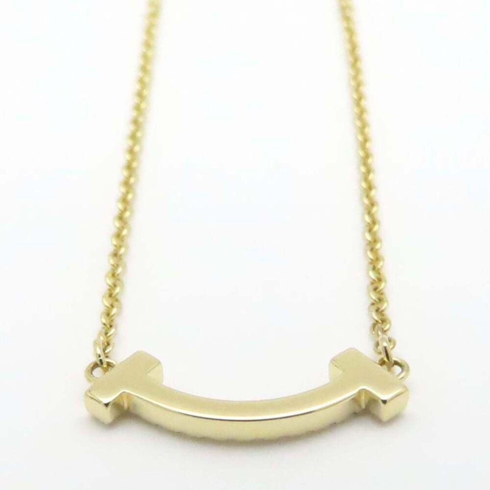 TIFFANY&Co. Tiffany T Smile Necklace Mini Diamond 18K Yellow Gold Women's 295313 - Picture 5 of 8